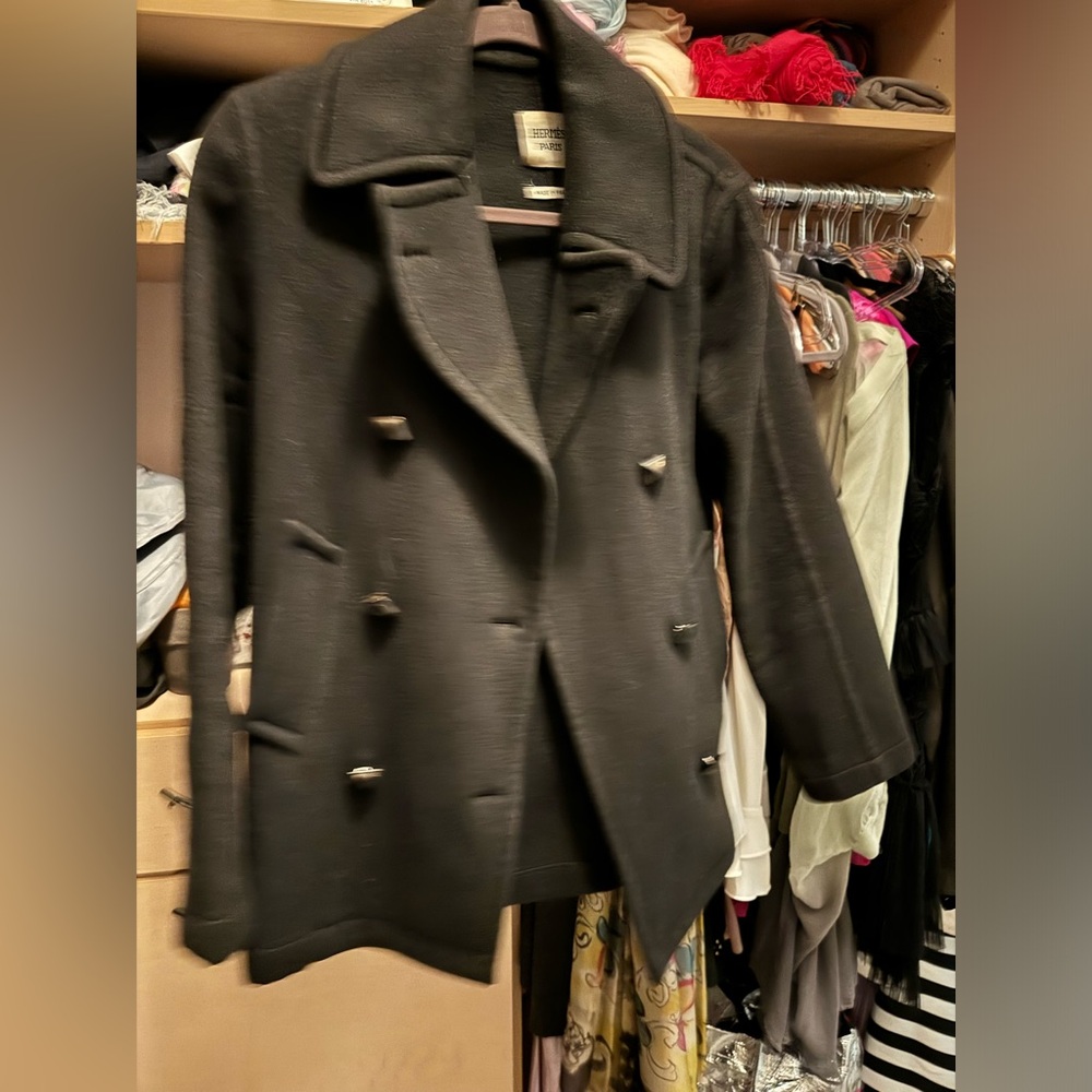 Women's Black Double-Breasted Coat